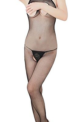 Amoretu Womens Halter Fishnet Cupless Crotchless Entire body Stocking